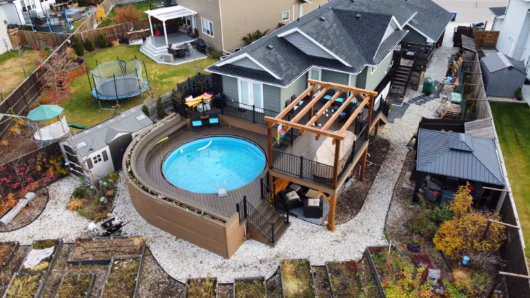 Custom composite deck installed by MN Fence + Deck in Saskatoon