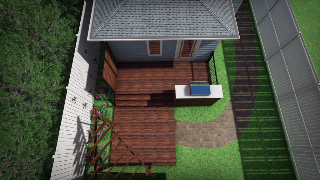 wood deck design in small backyard